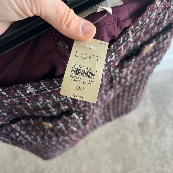NWT-LOFT Sherri tweed shift skirt purple multi color-0P - Picture 4 of 7